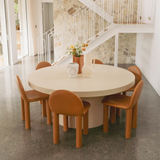 Tuscan Concrete Dining Table with sarah ellison dining chairs