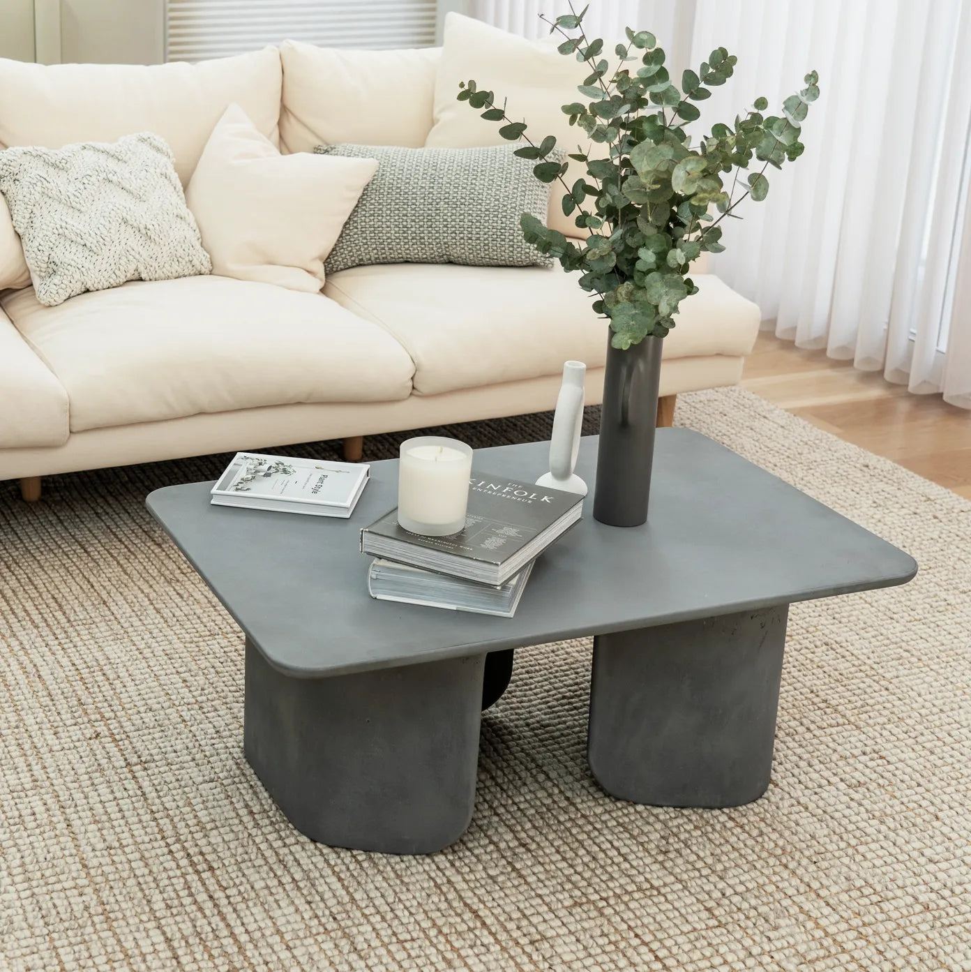 Grey concrete best sale coffee table