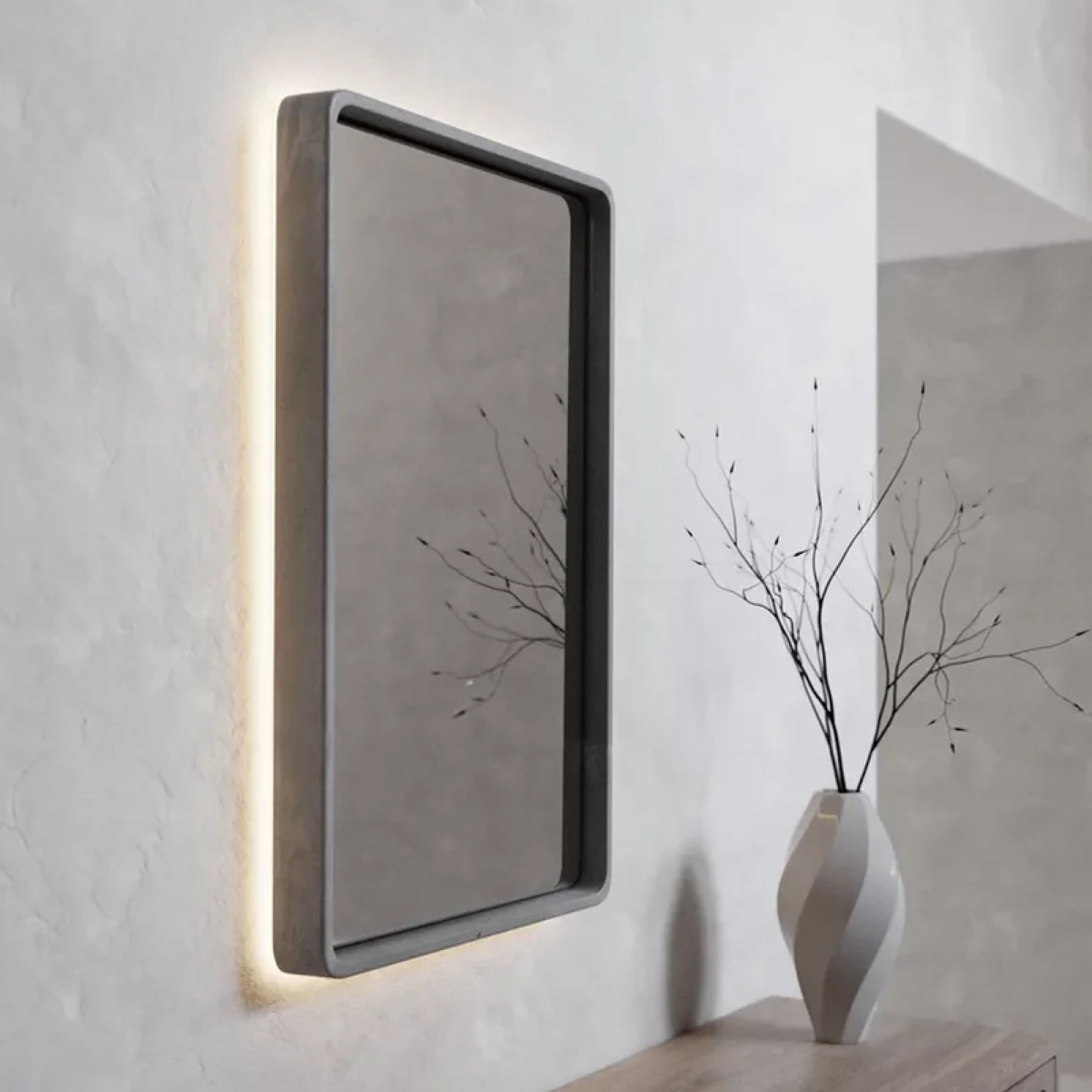 The Stellar Concrete Mirror in Bilby in the entryway of a home