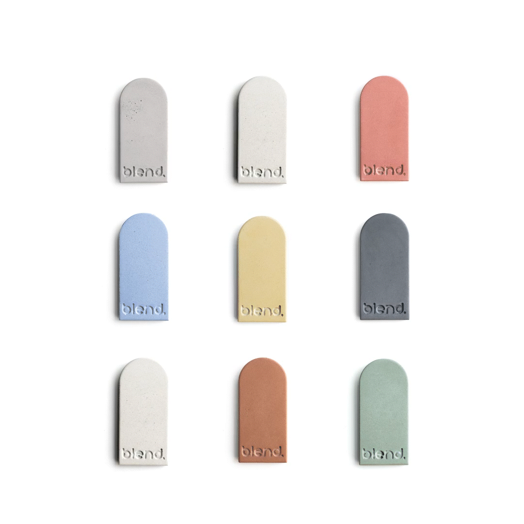 A selection of different coloured Blend Concrete Design concrete samples.