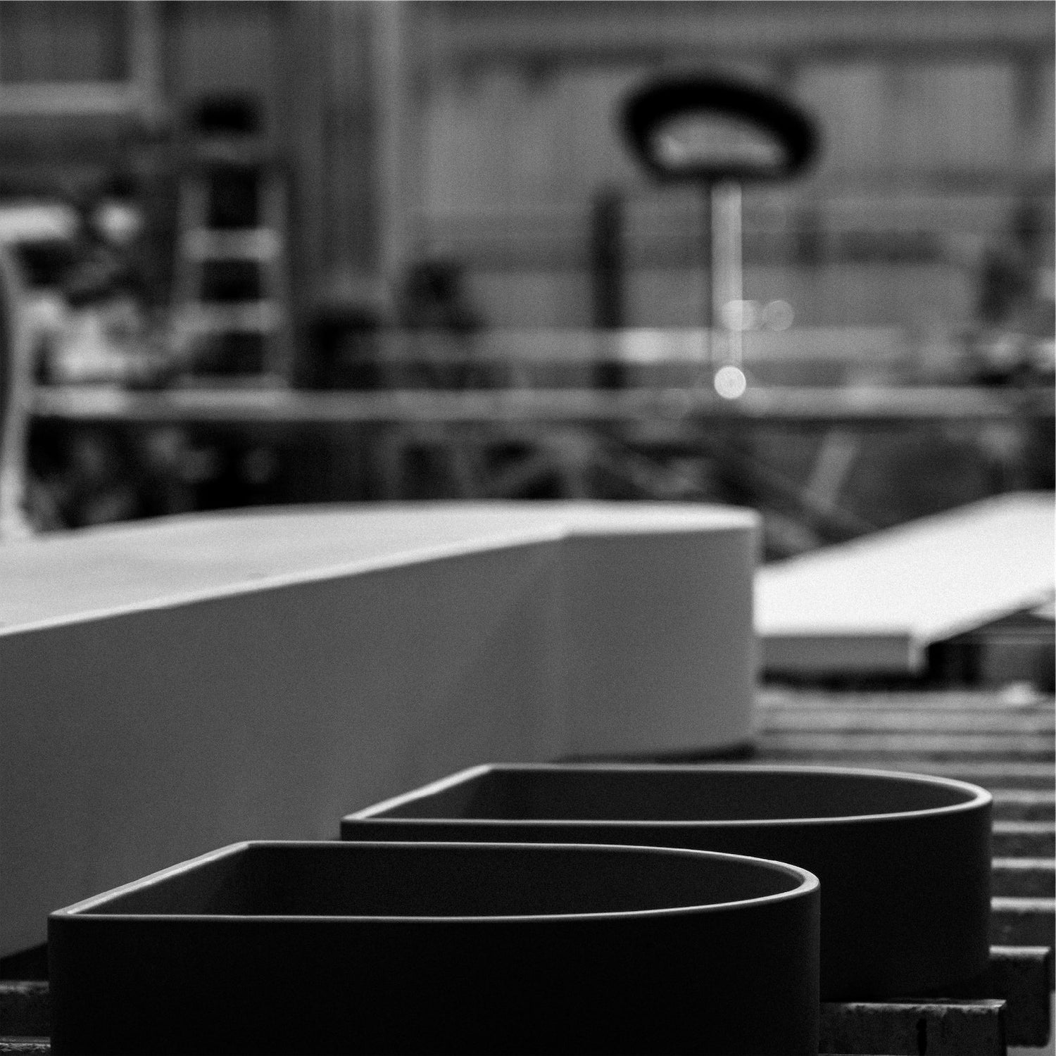 An image of a concrete benchtop and two concrete basins in Blend Concrete Design's Australian workshop