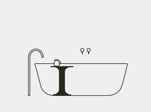 A line illustration of the Alpine Concrete Side Table next to a bath with a mug resting on top.