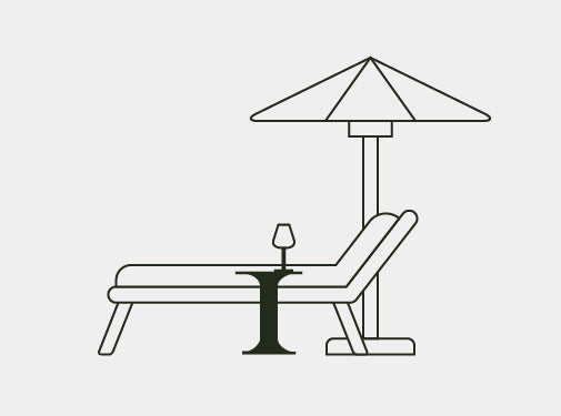 A line illustration of the Alpine Concrete Side Table next to a sun lounge.